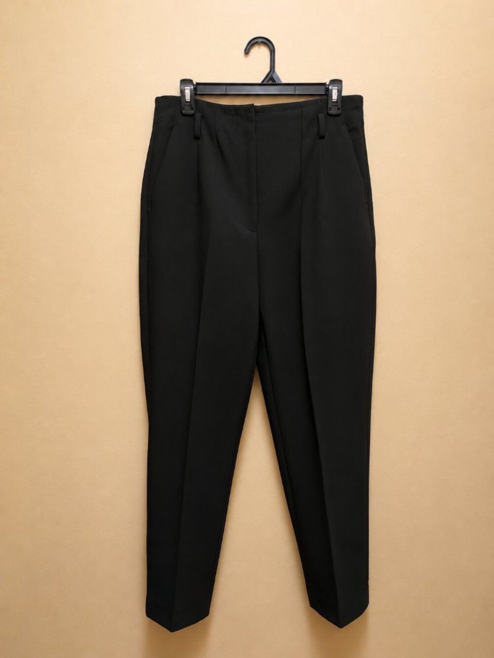 ZARA Black High-Rise Tailored Tapered Trouser Pants Women's Large Like New